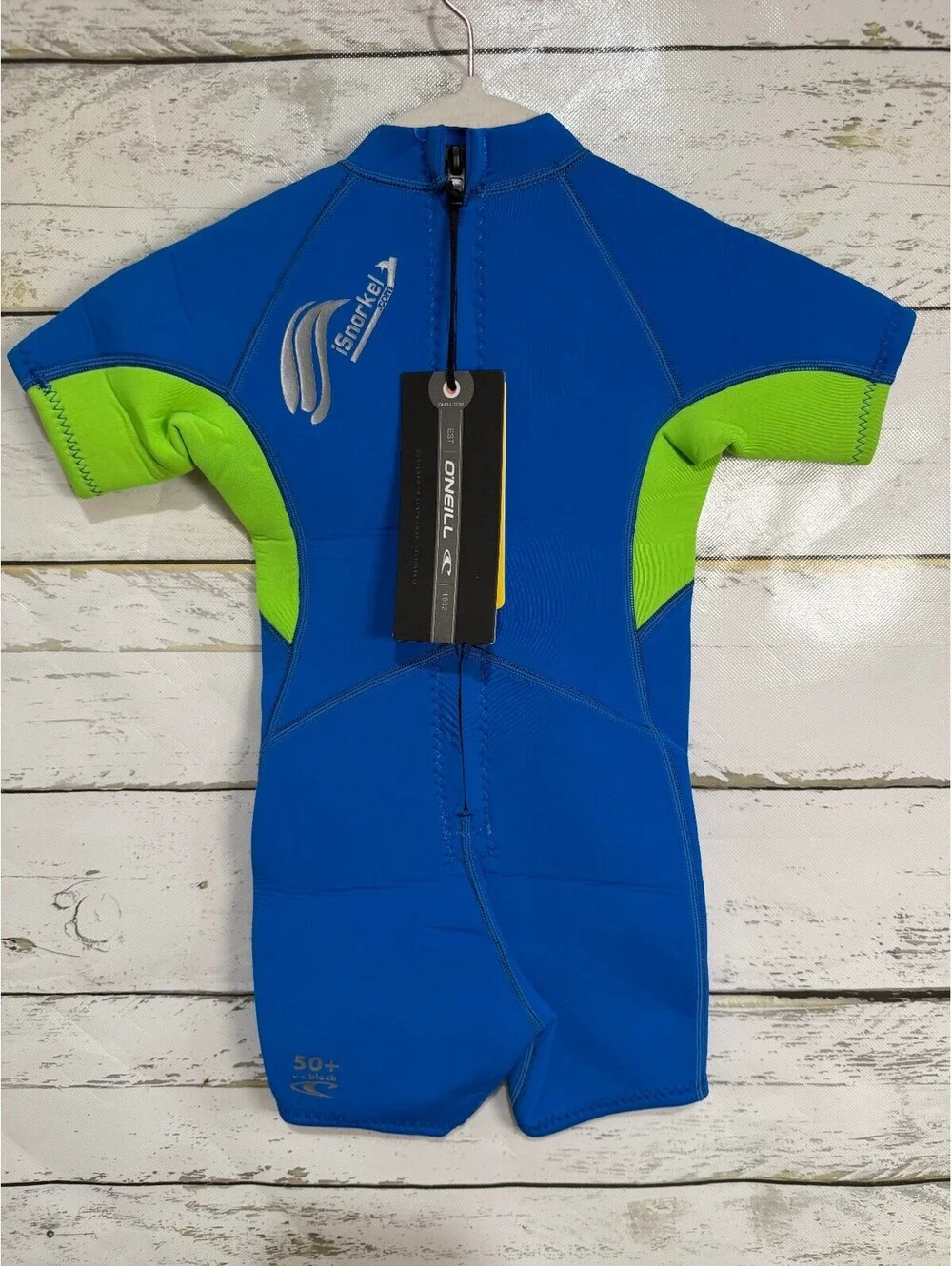 NEW O'Neill Wetsuits Boys 2mm Reactor Ocean/Dayglo Sz 1 Snorkle SPF 50+ NWT